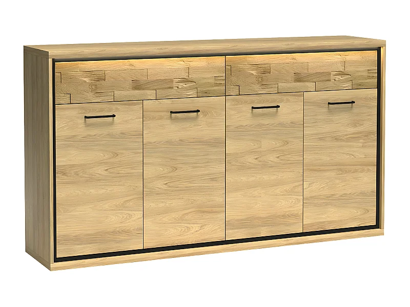 Commode Etrmoni 105, Clair bois|Chêne, Tiroirs et portes, Nombre de tiroirs: 2, 101x177cm