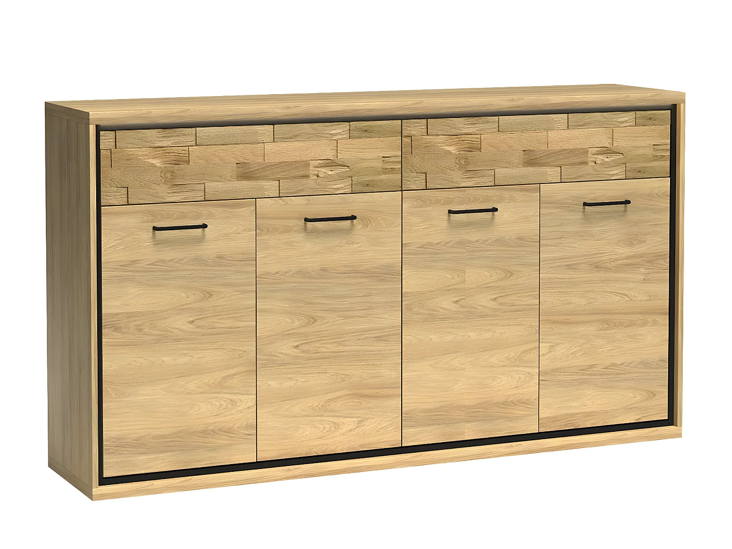 Cómoda Etrmoni 105, Luminoso madera|Roble, Con cajones y puertas, Número de cajones: 2,