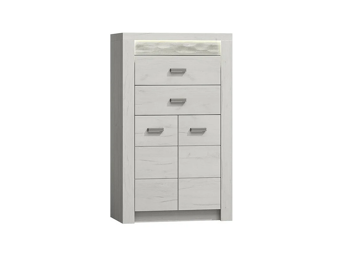 Commode Serfeno 103, Artisanat blanc, Avec tiroirs et portes, Nombre de tiroirs: 2, 127cm