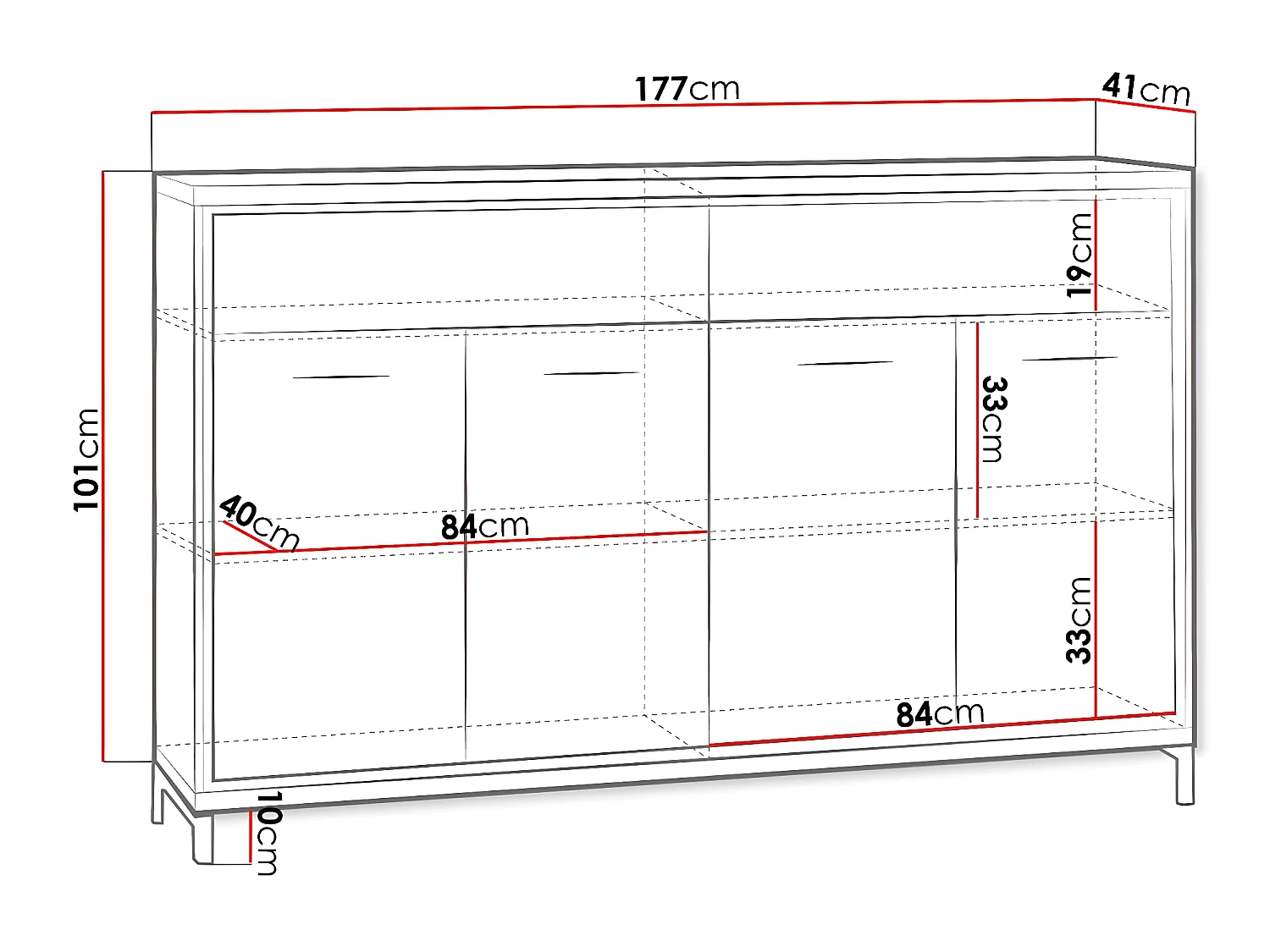 Cómoda Etrmoni 105, Com gavetas e portas, Número de gavetas: 2