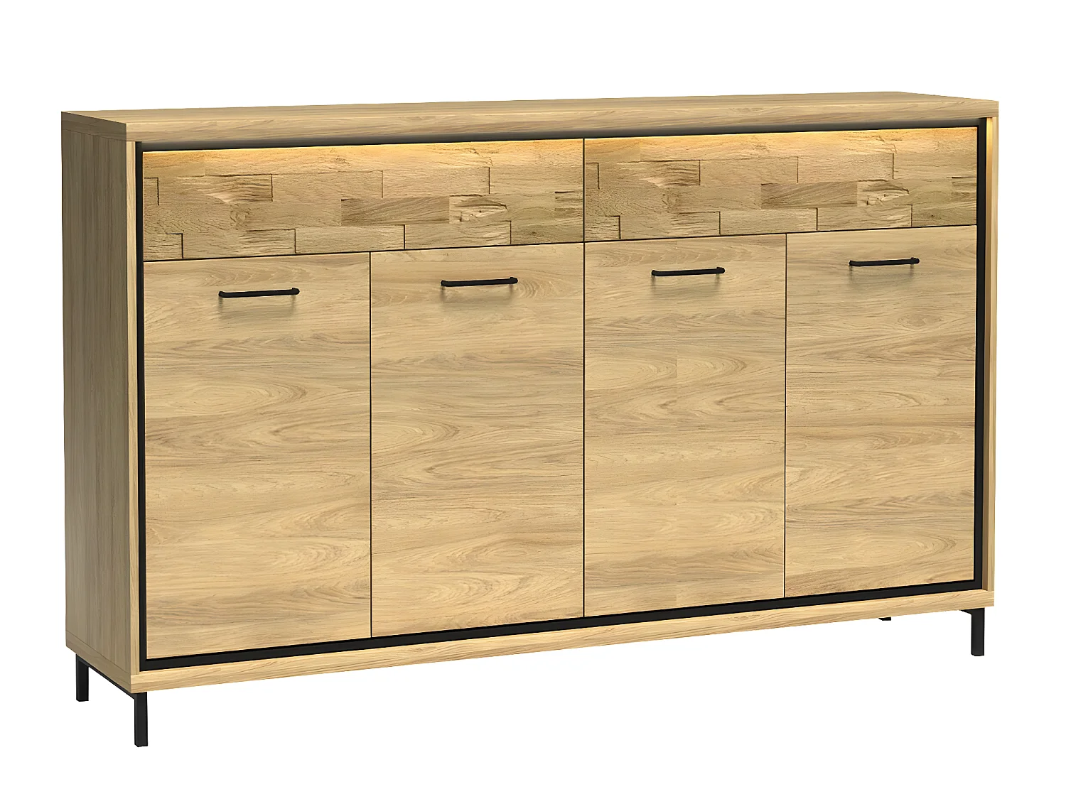 Commode Etrmoni 105, Clair bois|Chêne, Tiroirs et portes, Nombre de tiroirs: 2, 101x177cm