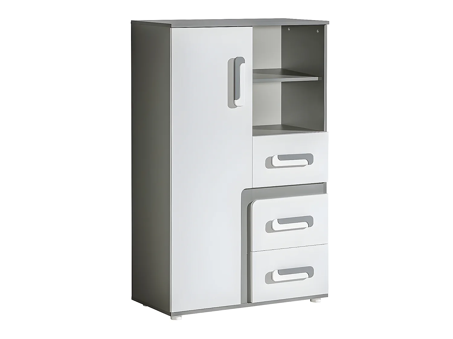 Commode Aviseve 101, Anthracite|Blanc, Tiroirs et portes, Nombre de tiroirs: 3, 136x85cm