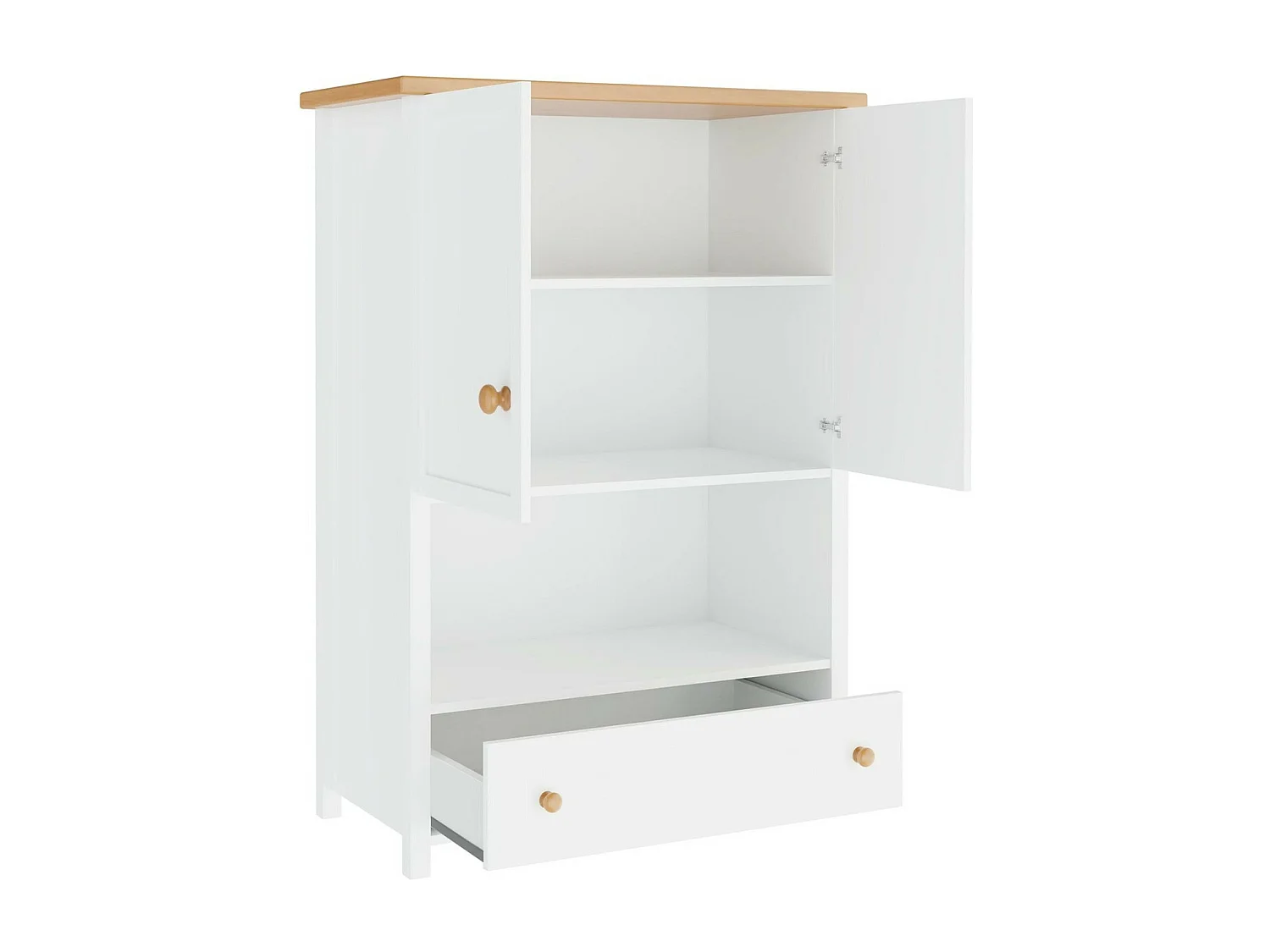 Commode Romelbo 111, Chêne|Blanc, Tiroirs et portes, Nombre de tiroirs: 1, 132x85x42cm
