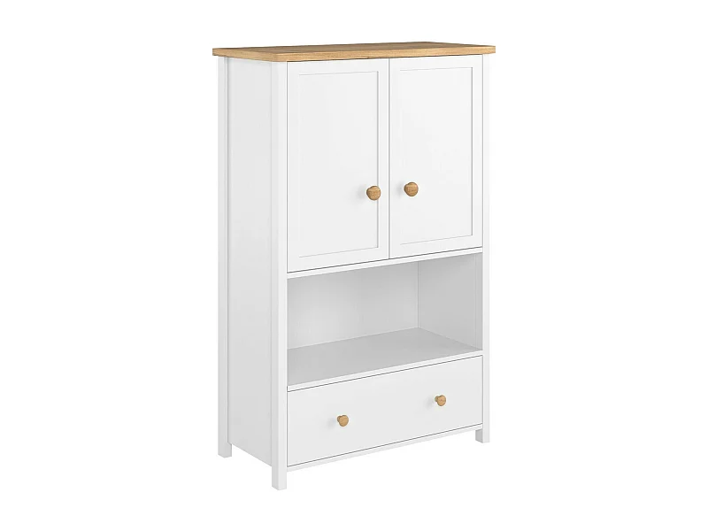 Commode Romelbo 111, Chêne|Blanc, Tiroirs et portes, Nombre de tiroirs: 1, 132x85x42cm