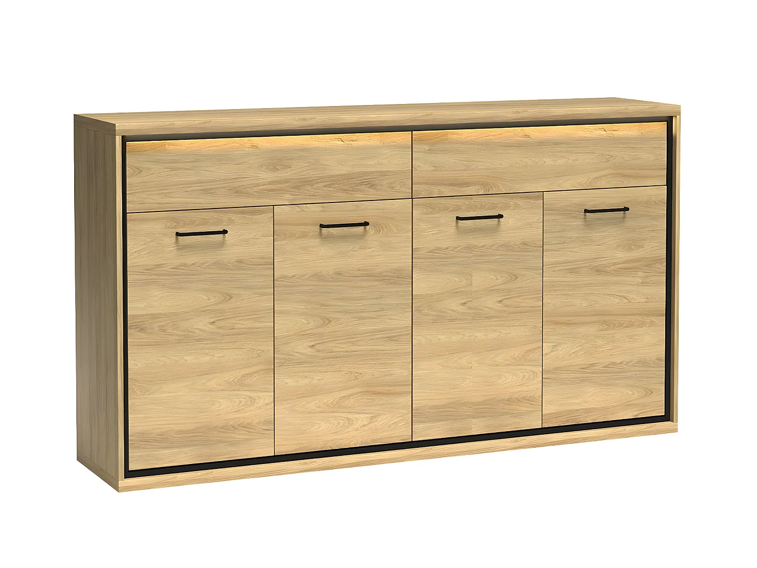 Commode Etrmoni 105, Clair bois, Avec tiroirs et portes, Nombre de tiroirs: 2, 101x177cm