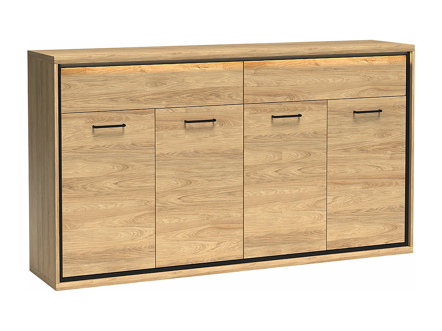 Cómoda Etrmoni 105, Luminoso madera, Con cajones y puertas, Número de cajones: 2, 101cm