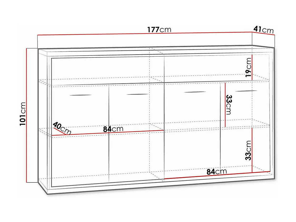 Cómoda Etrmoni 105, Luminoso madera, Con cajones y puertas, Número de cajones: 2, 101cm