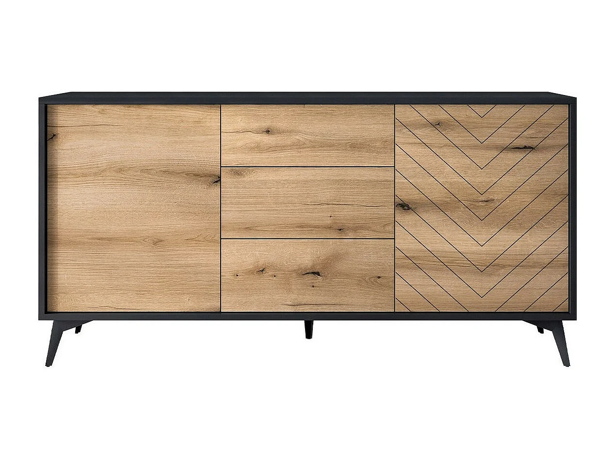 Aparador AMBIHOME JESS - Preto/Carvalho, C154xP39xA77cm