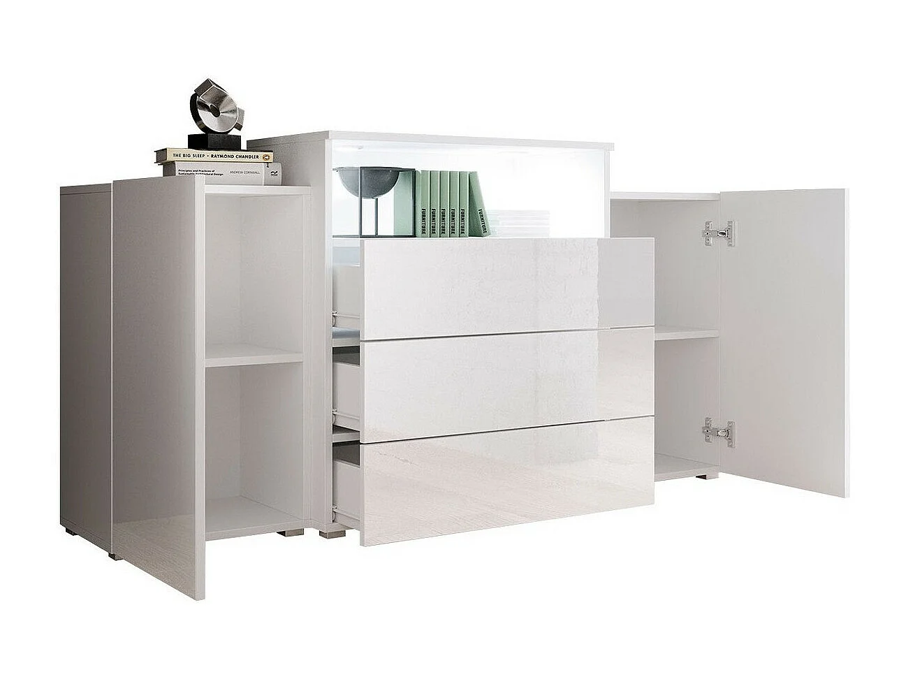 Commode Sarasota 127, Chêne wotan, Tiroirs et portes, Nombre de tiroirs: 3, 81x150x39cm