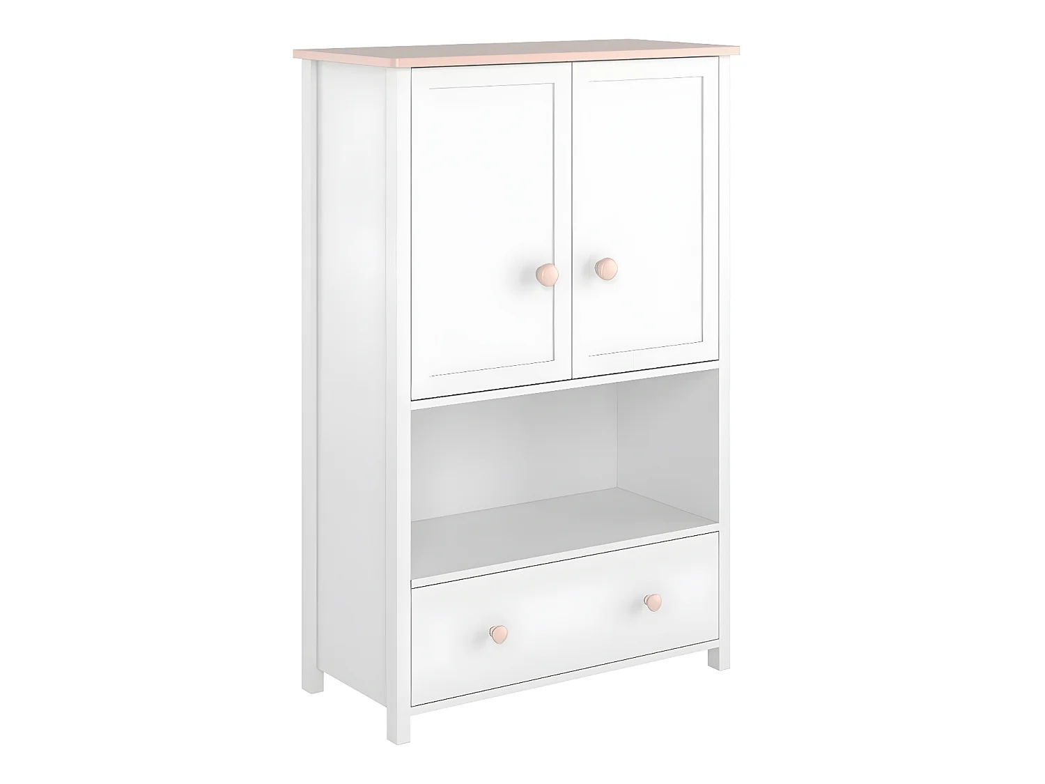 Commode Elblive 109, Rose clair|Blanc, Tiroirs et portes, Nombre de tiroirs: 1, 131x85cm