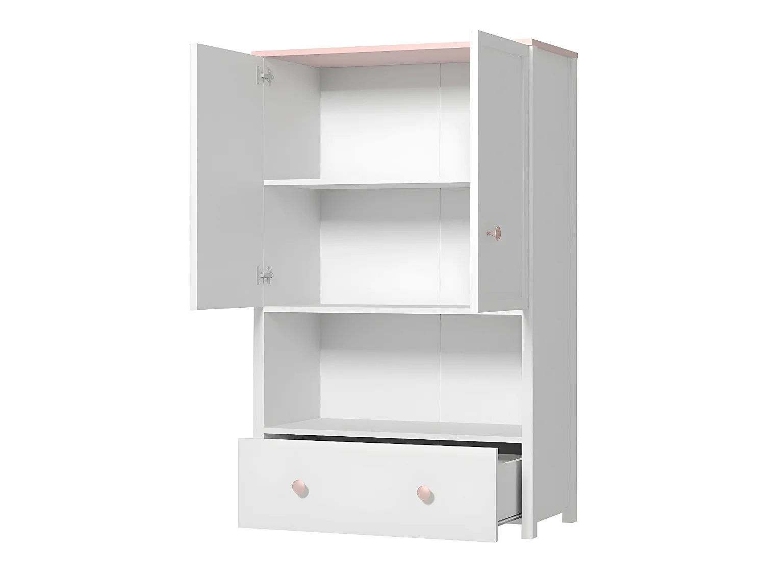 Commode Elblive 109, Rose clair|Blanc, Tiroirs et portes, Nombre de tiroirs: 1, 131x85cm