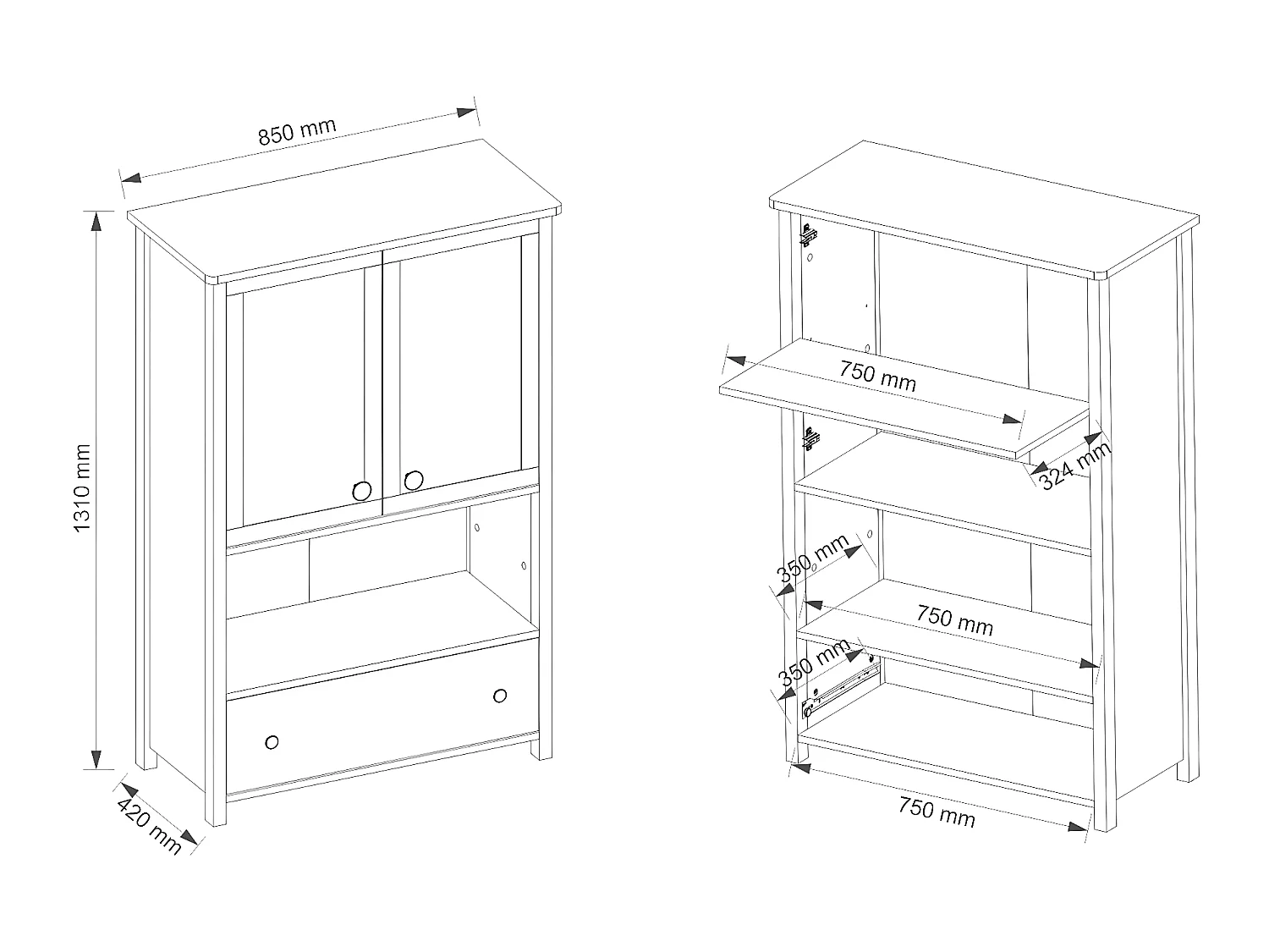 Commode Elblive 109, Rose clair|Blanc, Tiroirs et portes, Nombre de tiroirs: 1, 131x85cm