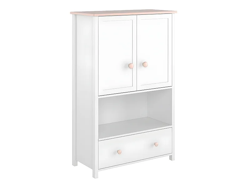Commode Elblive 109, Rose clair|Blanc, Tiroirs et portes, Nombre de tiroirs: 1, 131x85cm