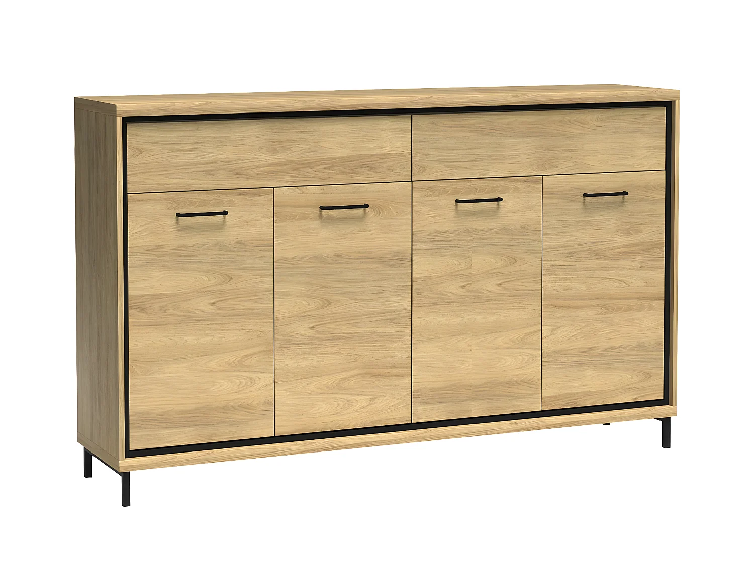 Commode Etrmoni 105, Clair bois, Avec tiroirs et portes, Nombre de tiroirs: 2, 101x177cm