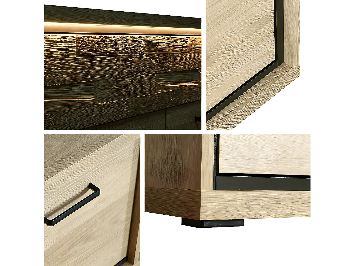 Cómoda Etrmoni 105, Luminoso madera, Con cajones y puertas, Número de cajones: 2, 101cm