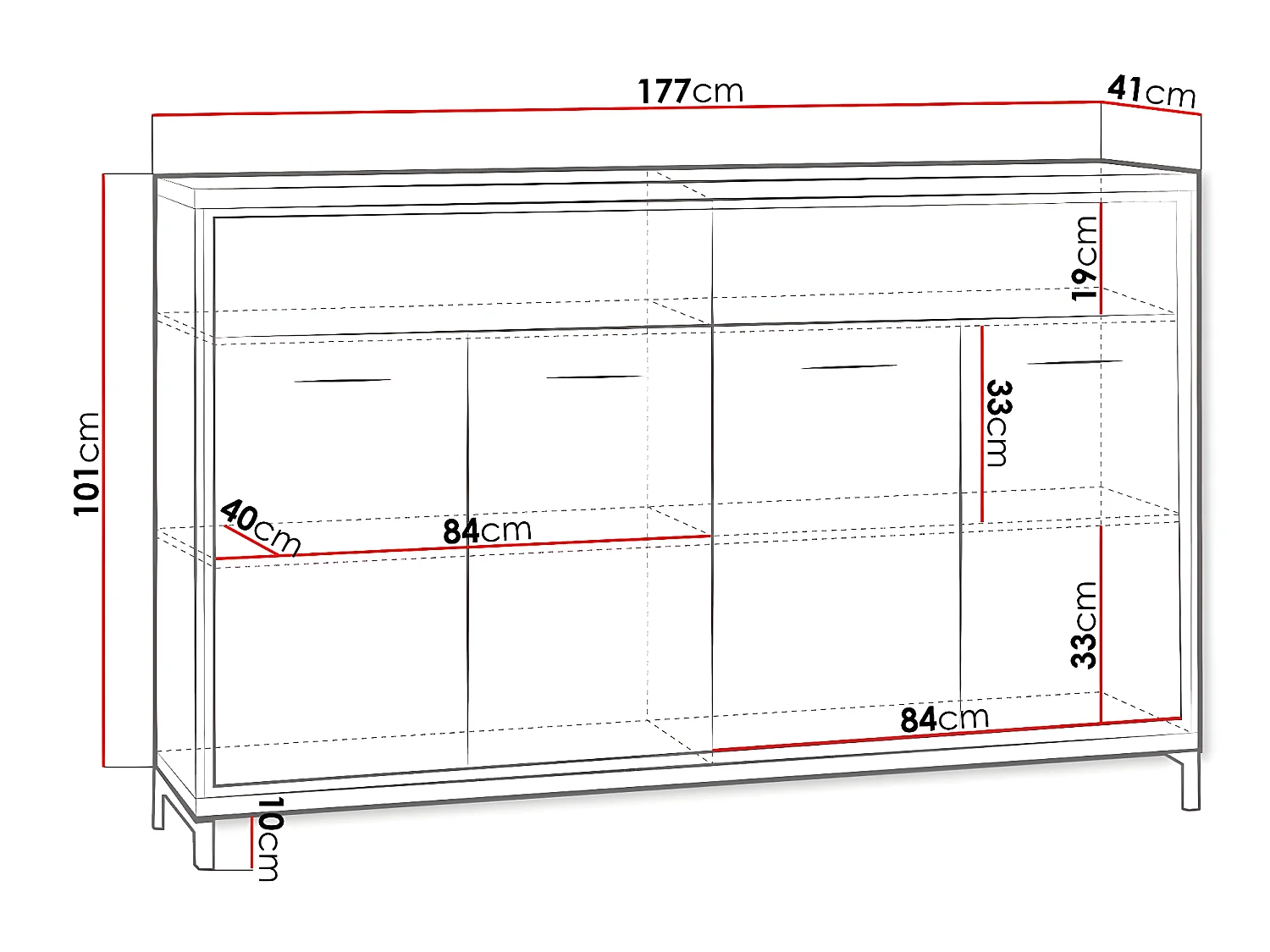 Cómoda Etrmoni 105, Luminoso madera, Con cajones y puertas, Número de cajones: 2, 101cm