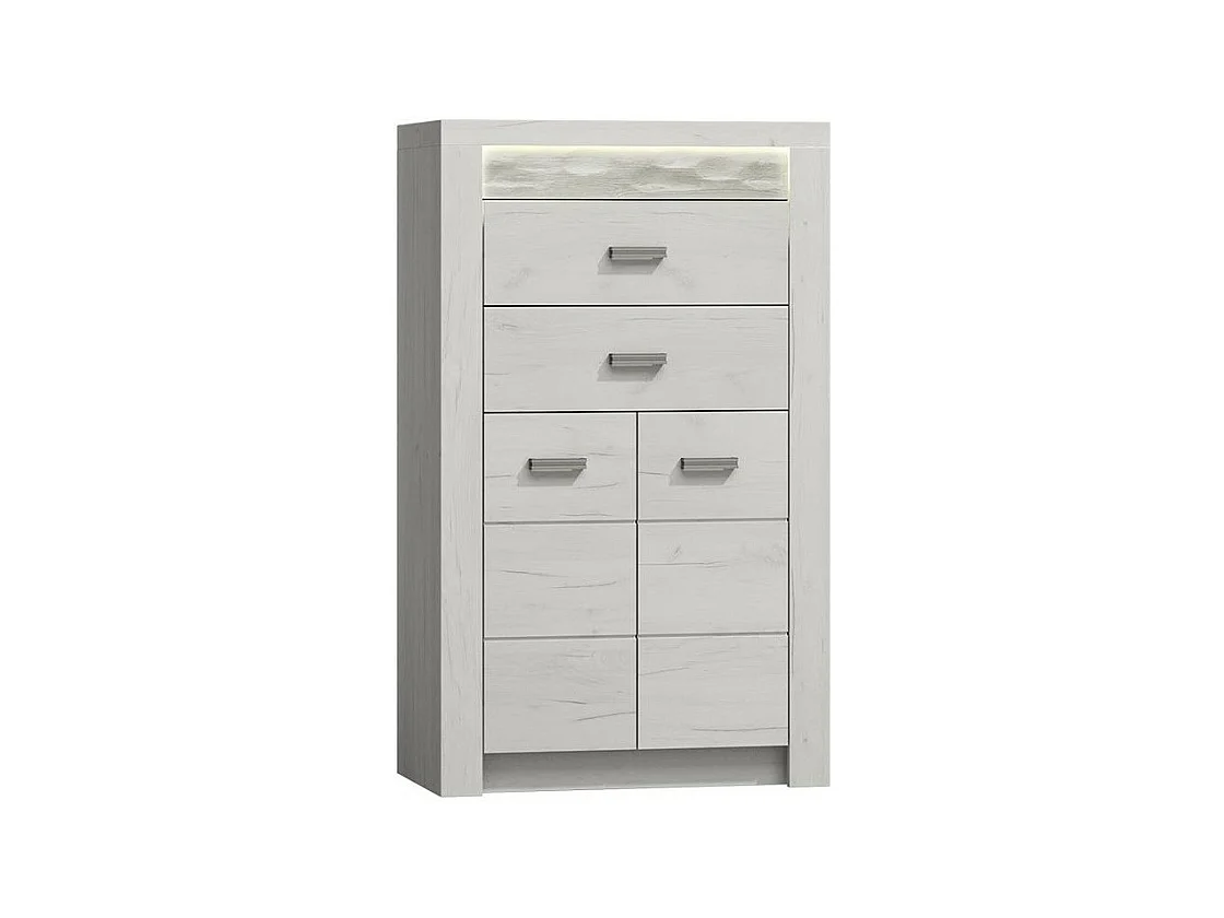 Commode Serfeno 103, Artisanat blanc, Avec tiroirs et portes, Nombre de tiroirs: 2, 127cm