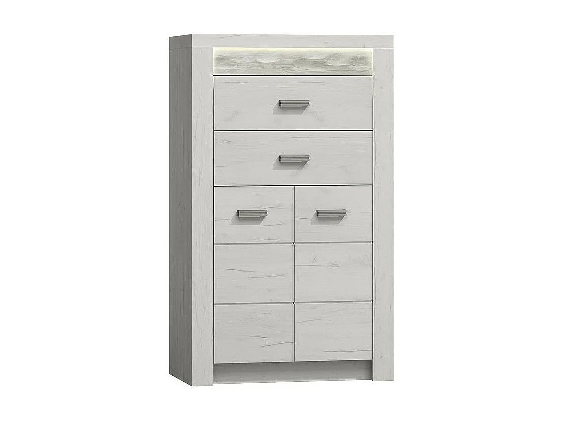 Cómoda Serfeno 103, Arte blanco, Con cajones y puertas, Número de cajones: 2, 127x76x42cm