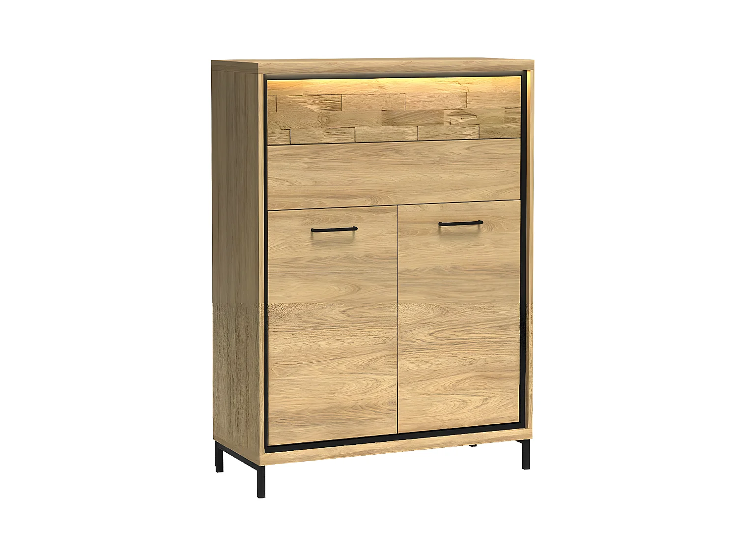 Cómoda Etrmoni 103, Luminoso madera|Roble, Con cajones y puertas, Número de cajones: 2,