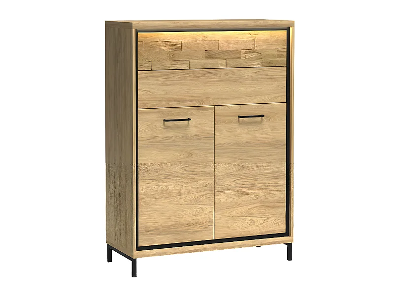 Commode Etrmoni 103, Clair bois|Chêne, Tiroirs et portes, Nombre de tiroirs: 2, 120x92cm