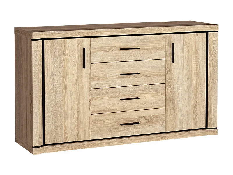 Commode Lorelie 100, Sonoma chêne, Avec tiroirs et portes, Nombre de tiroirs: 4, 91x157cm