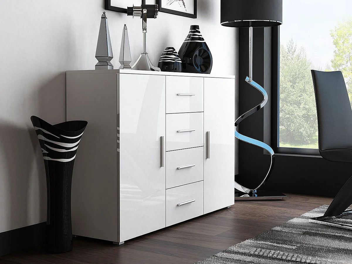 Cómoda Charlotte 118, Com gavetas e portas, Número de gavetas: 4