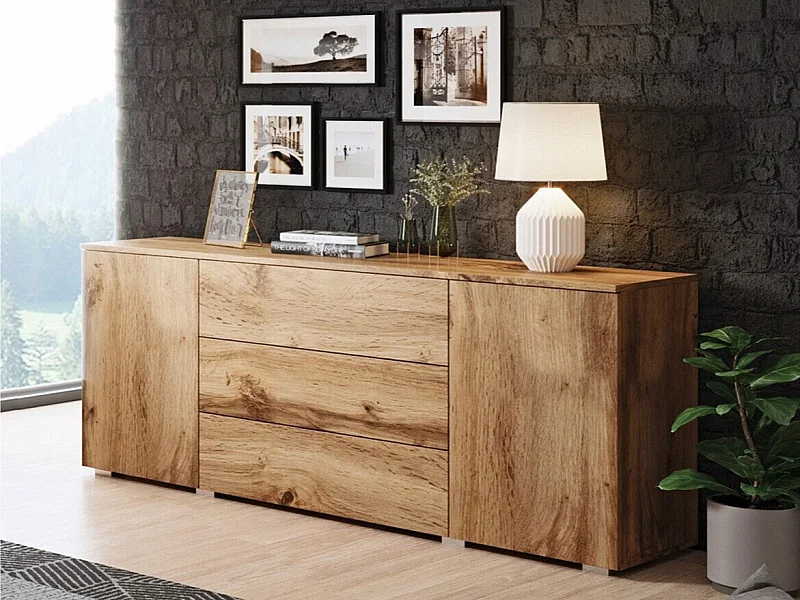 Cómoda Sarasota 129, Com gavetas e portas, Número de gavetas: 3