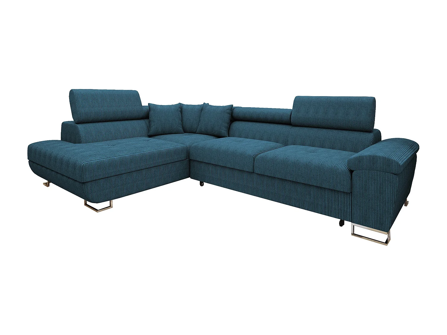 Sofá rinconero Comfivo Ruta I, Azul, Función de descanso, Almacenaje, 270x202x71cm