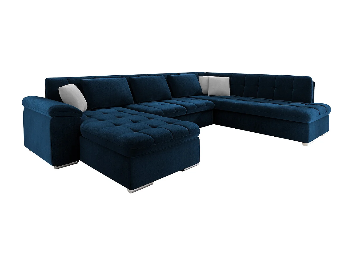 Sofá rinconero Comfivo 114, Azul, Función de descanso, Almacenaje, 348x205x76cm