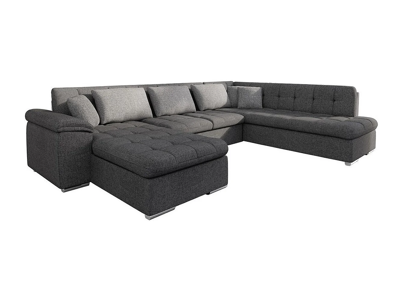 Sofá rinconero Comfivo 141, Gris, Función de descanso, Almacenaje, 348x205x76cm