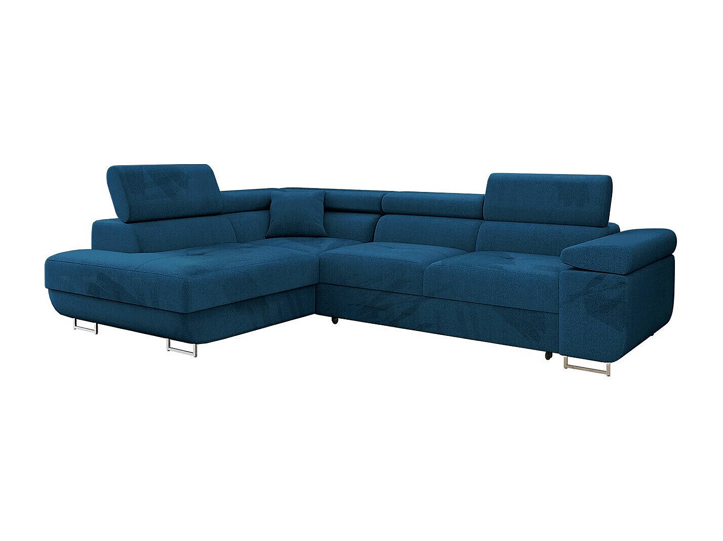 Canapé d'angle Comfivo Eliferu 100, Bleu, Fonction de couchage, Boîte de literie, 274cm