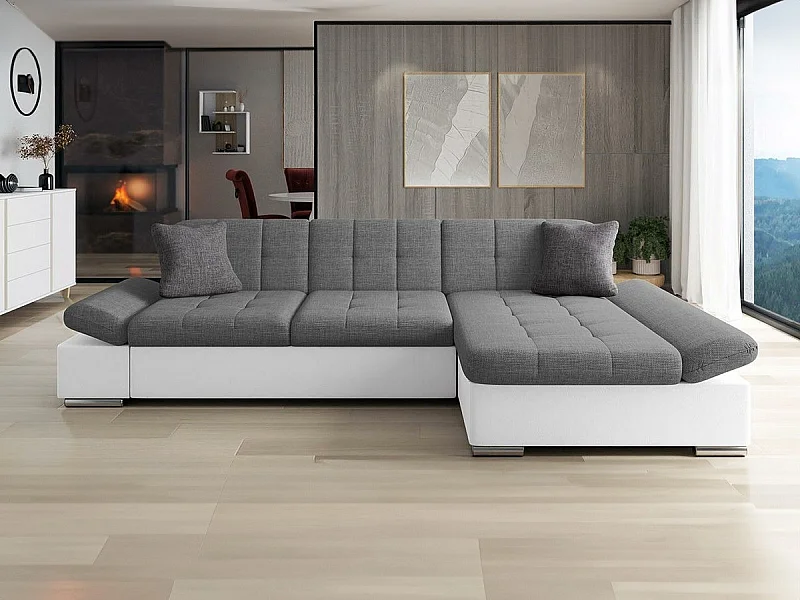 Sofá rinconero Comfivo 151, Gris, Función de descanso, Almacenaje, 278x161x76cm