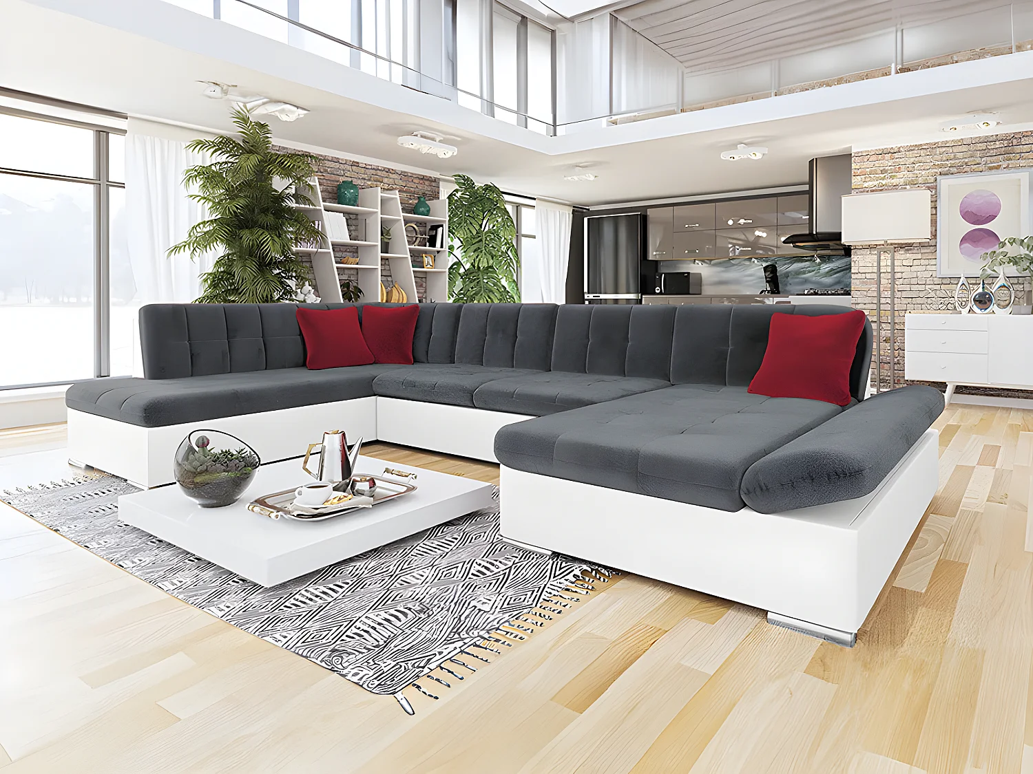 Divano angolare Comfivo 150, Grigio, Con, 345x205x76cm