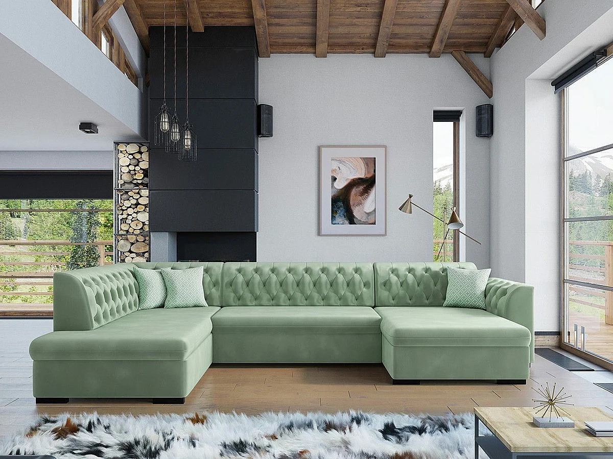 Divano angolare Comfivo 269, Turchese, Con, 345x205x82cm