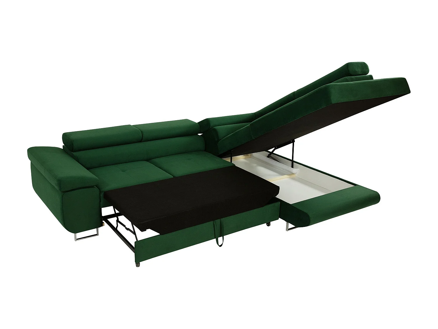 Canapé d'angle Comfivo Vinetum, Noir, Disponible, 274x203x70cm