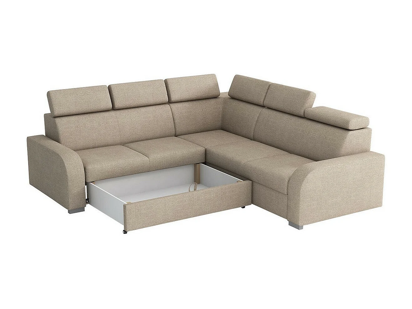 Sofá rinconero Etrcala 101, Marrón, Función de descanso, Almacenaje, 250x250x100cm