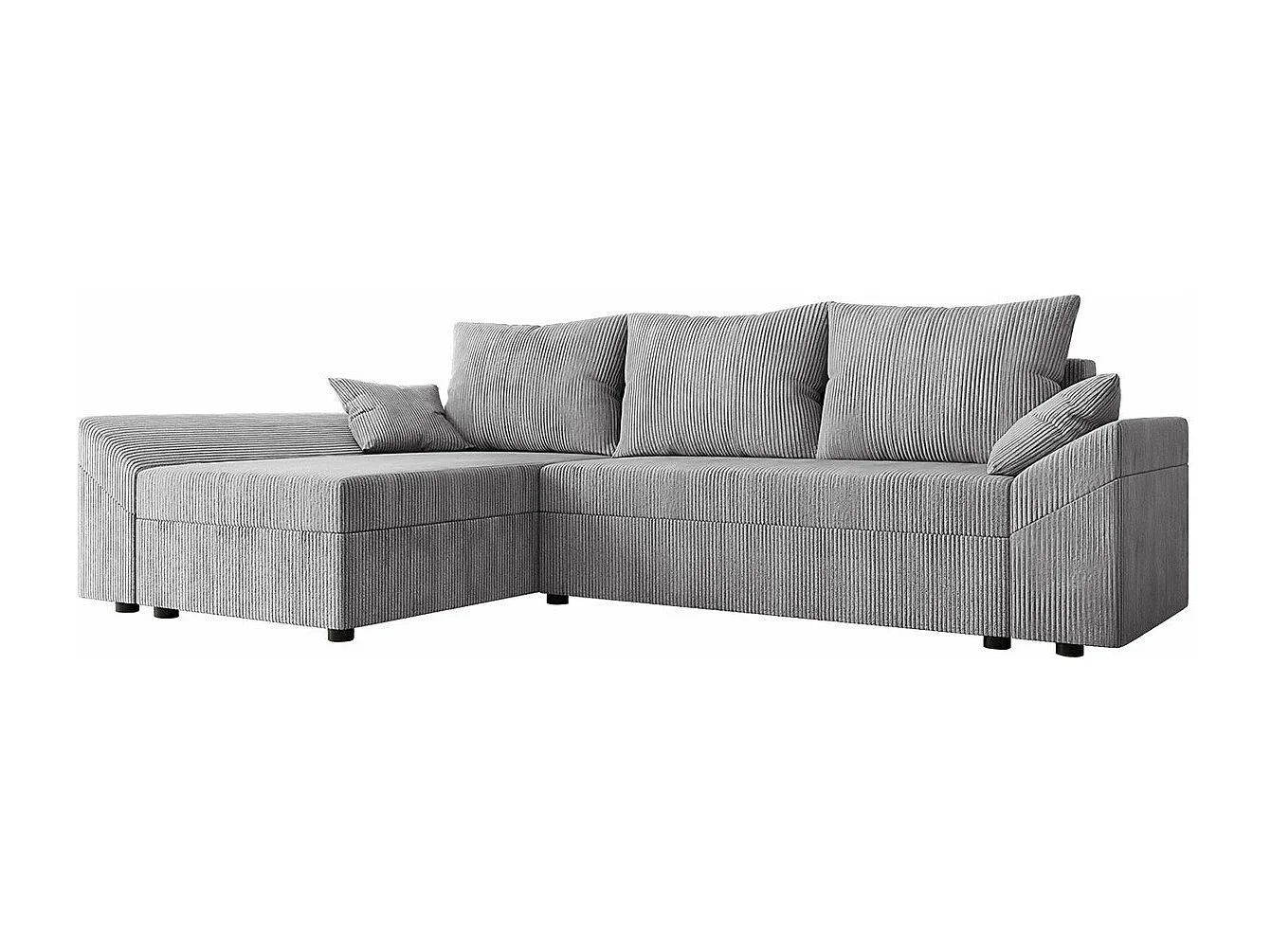 Sofá rinconero Memphis 104, Gris, Función de descanso, Almacenaje, 240x140x82cm