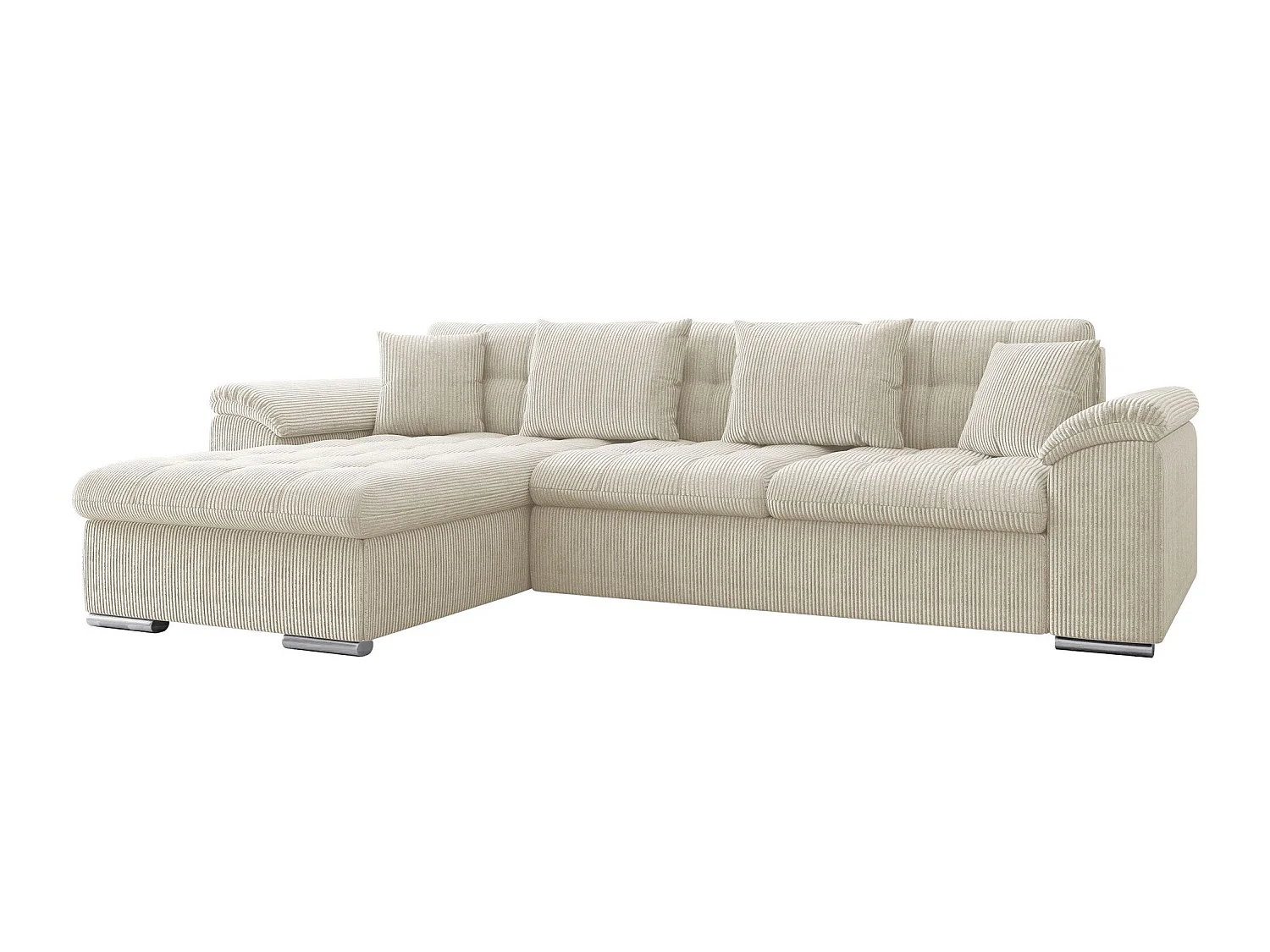 Canapé d'angle convertible 3 places en tissu brun 280x160x76 cm