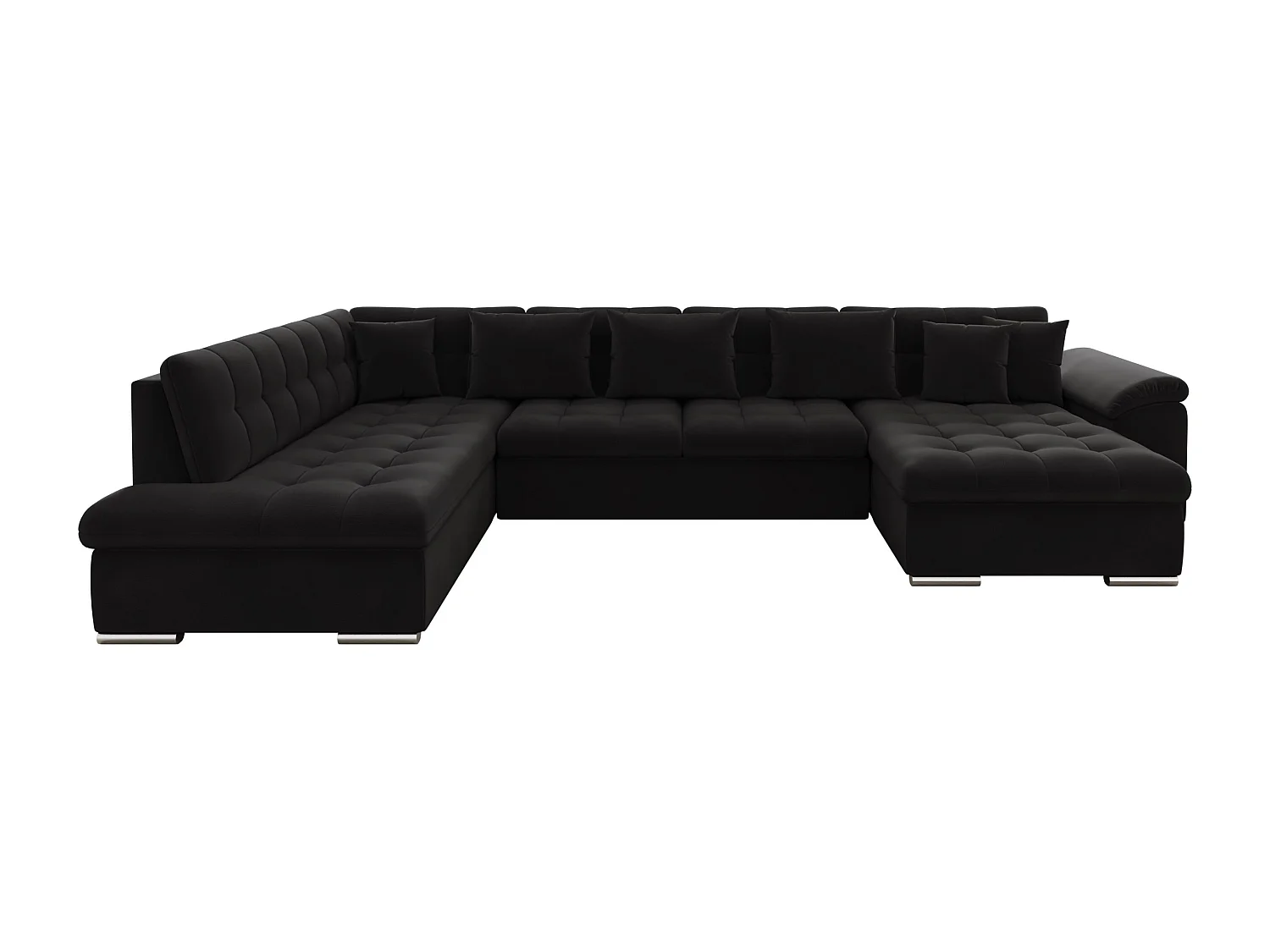 Sofá rinconero Comfivo Gemma, Negro, Función de descanso, Almacenaje, 348x205x76cm