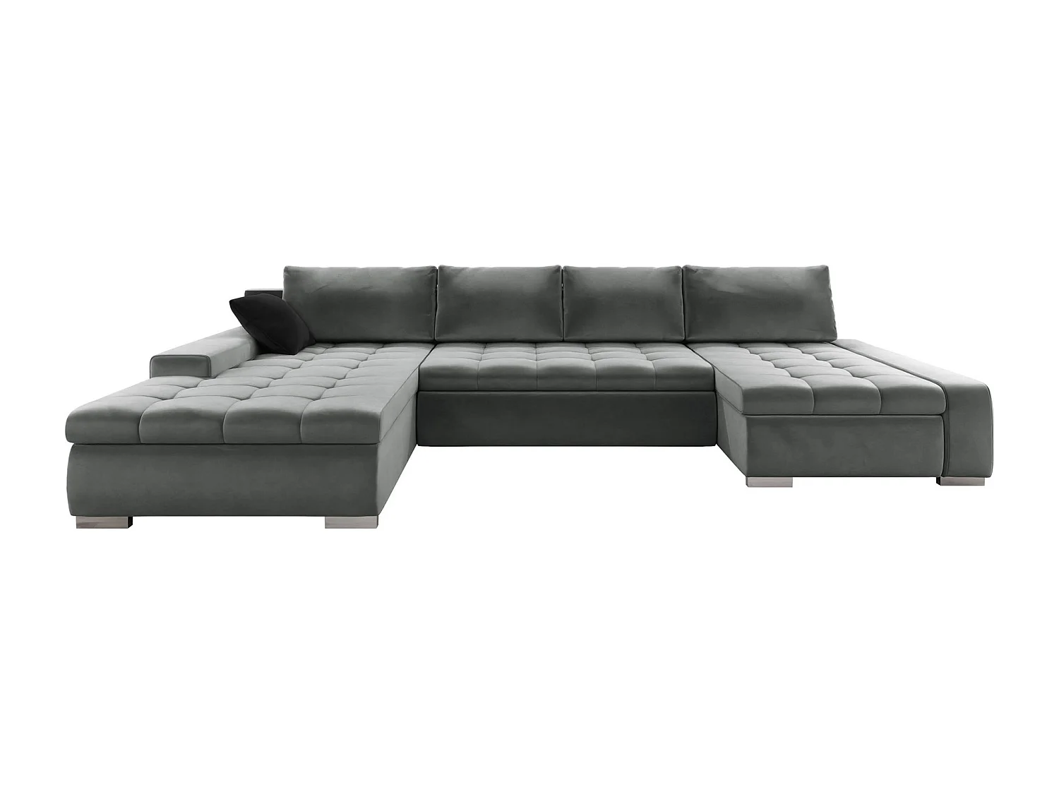 Sofá rinconero Comfivo 106, Gris, Función de descanso, Almacenaje, 394x213x80cm