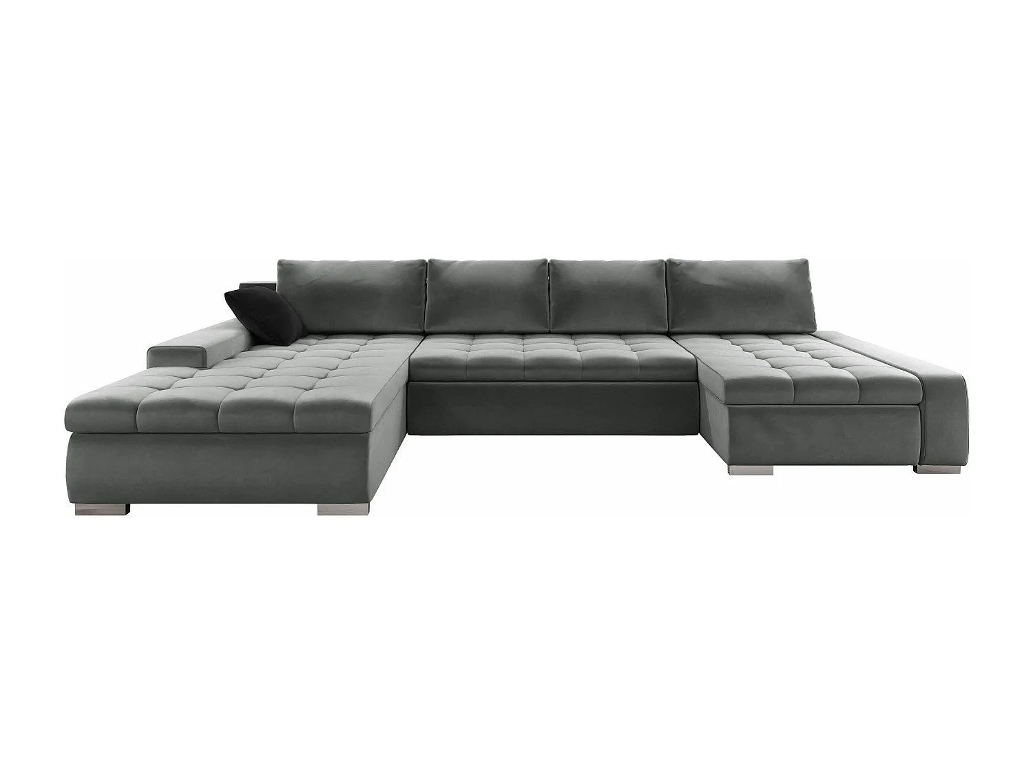 Sofá rinconero Comfivo 106, Gris, Función de descanso, Almacenaje, 394x213x80cm