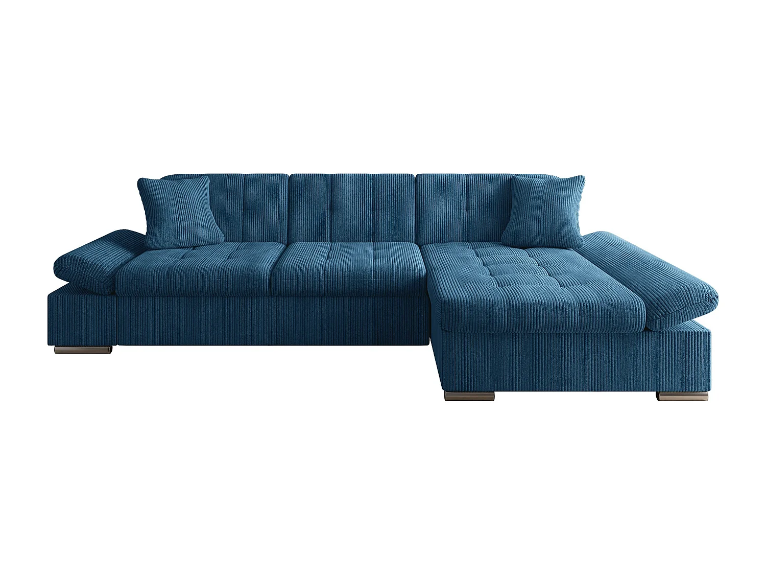 Sofá rinconero Comfivo Sanitas I, Azul, Función de descanso, Almacenaje, 278x161x76cm