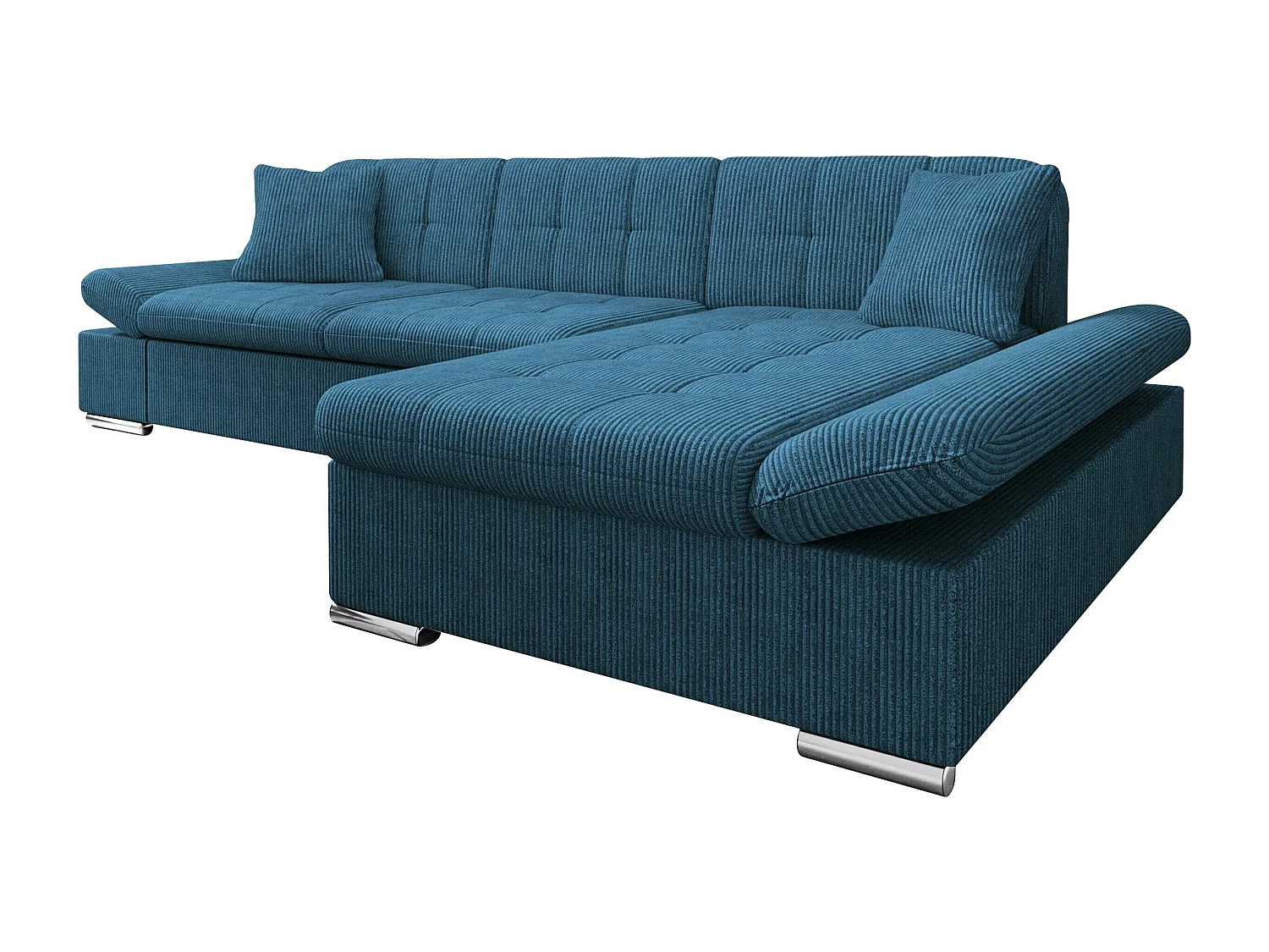Sofá rinconero Comfivo Sanitas I, Azul, Función de descanso, Almacenaje, 278x161x76cm