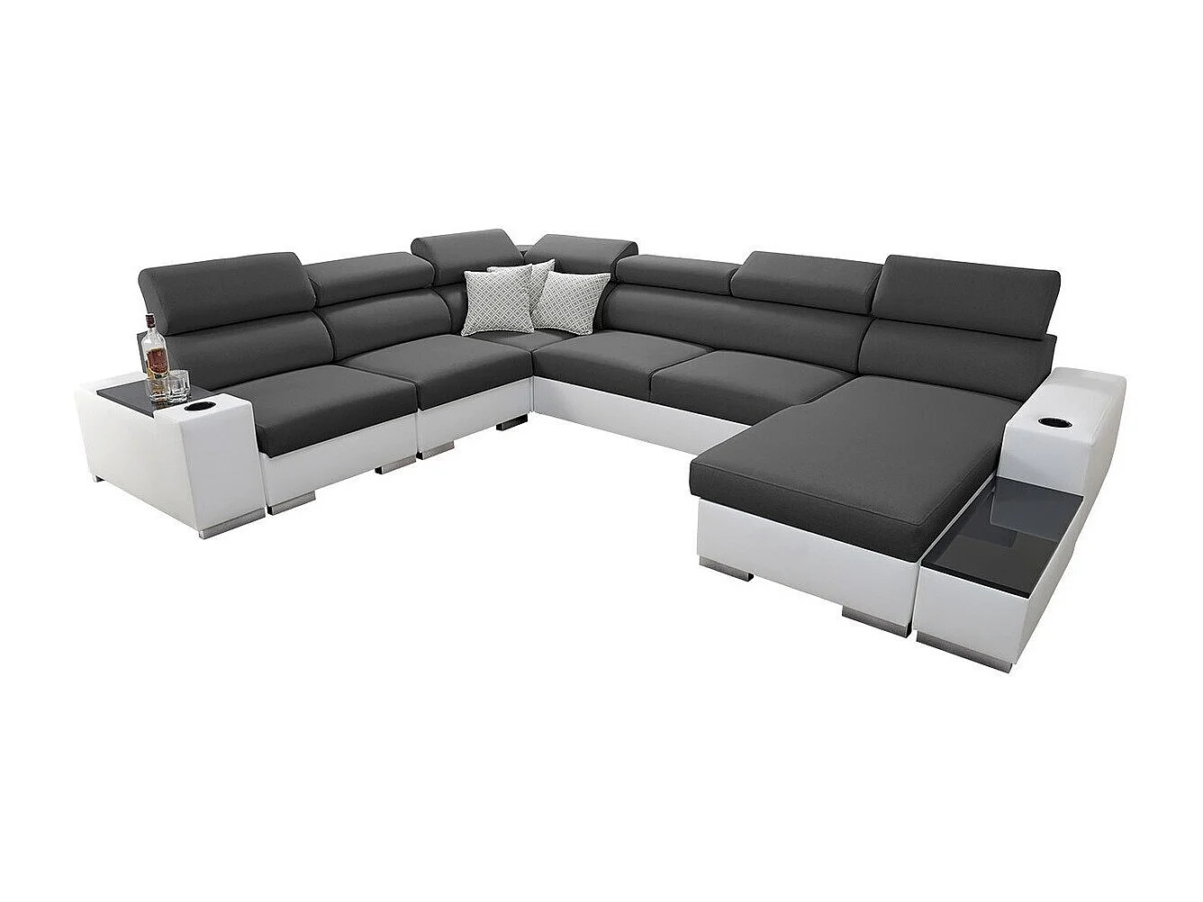 Divano angolare Pearland 105, Grigio, Con, 358x282x80cm