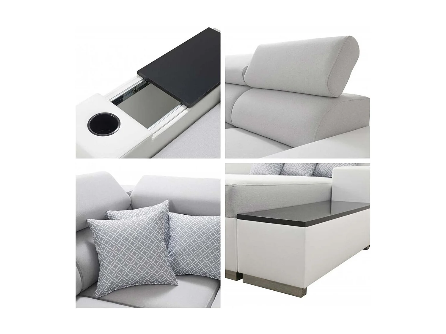 Divano angolare Pearland 105, Grigio, Con, 358x282x80cm