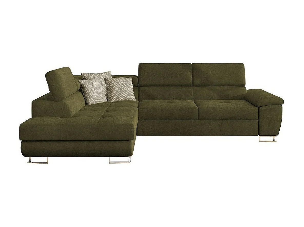 Sofá rinconero Comfivo 166, Verde, Función de descanso, Almacenaje, 270x202x71cm