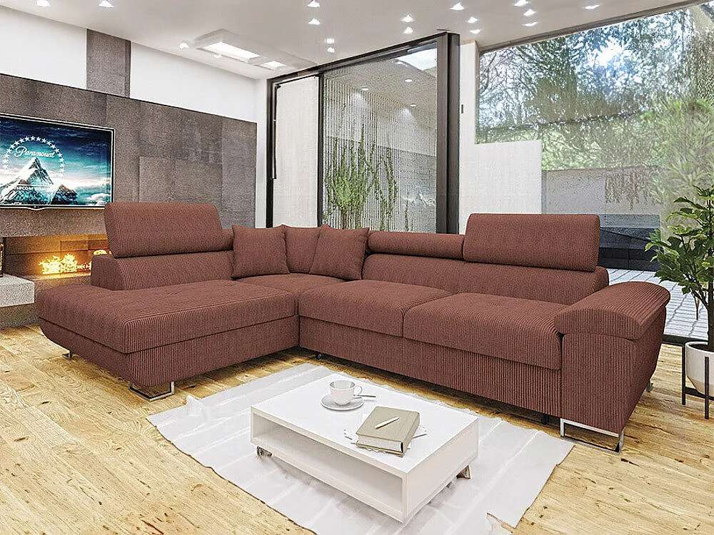 Divano angolare Comfivo 139, Fucsia, Con, 270x202x71cm