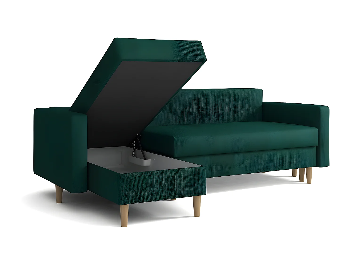 Sofá de canto Columbus 108, Verde, Funcionalidade de dormir, 22x14x9cm