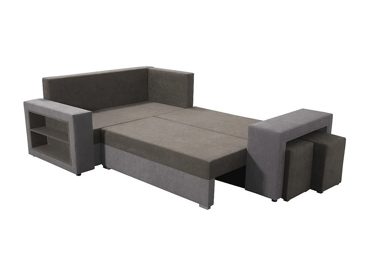 Sofá rinconero Muncie 103, Gris, Función de descanso, Almacenaje, 250x162x85cm