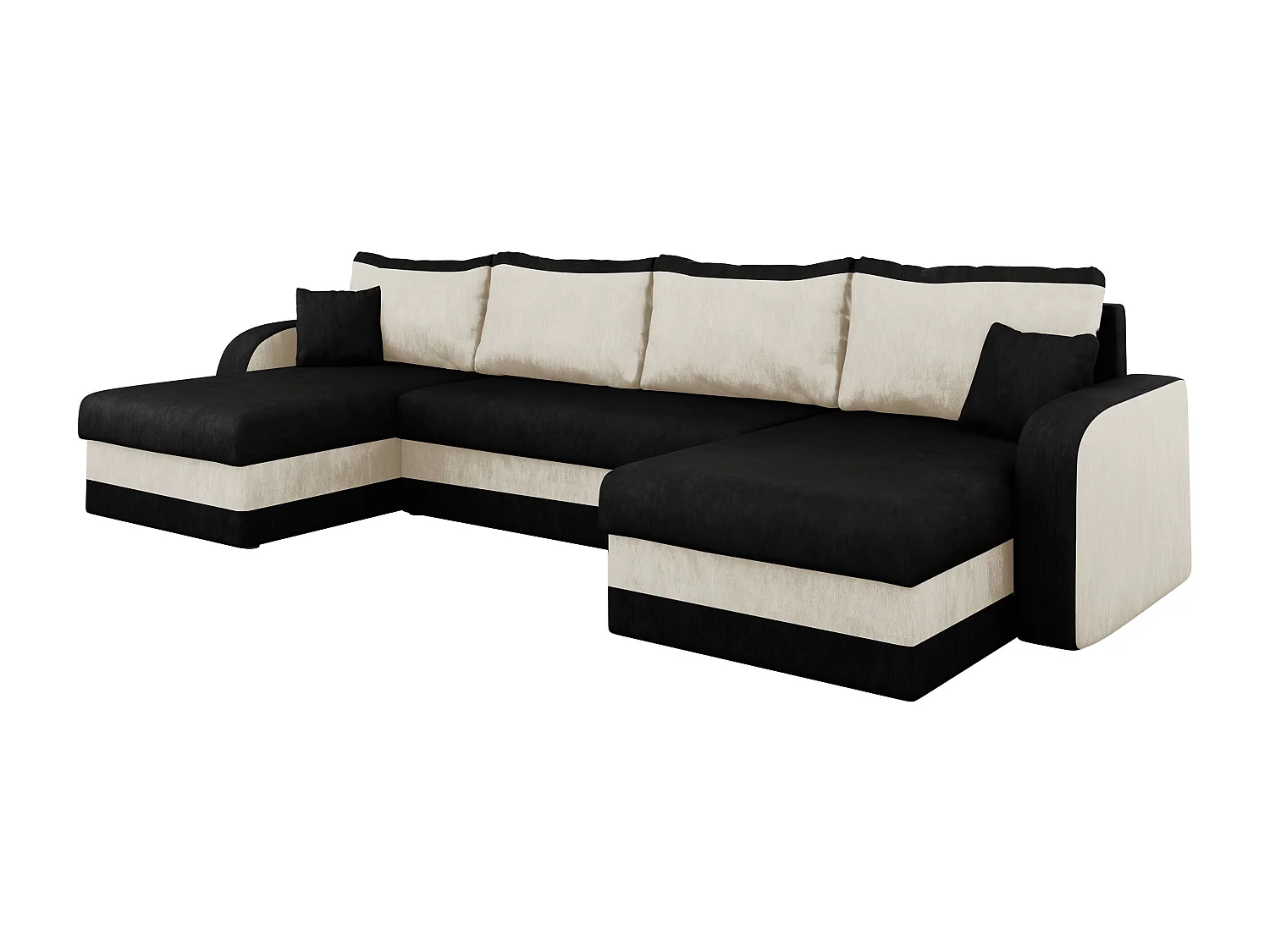 Sofá rinconero Comfivo 233, Negro, Función de descanso, Almacenaje, 304x140x80cm